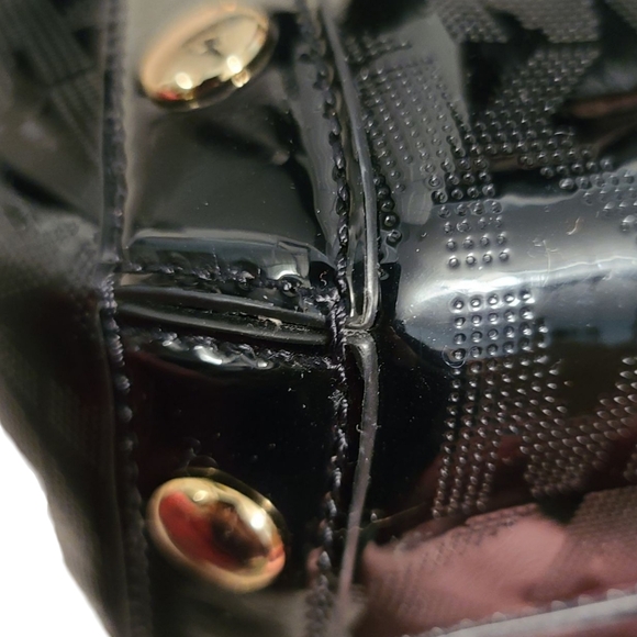 MICHAEL KORS NWT Delancy Signature Black Patent Leather Shoulder Tote Medium - Picture 11 of 16